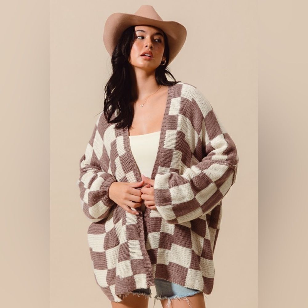 899. CHECK PLAID CARDIGAN SWEATER - Picture 3 of 12